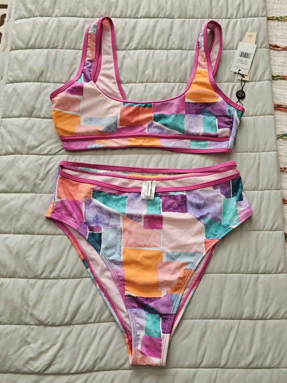 🩷New Nanette Lepore Multicolor Watercolor Block Bikini